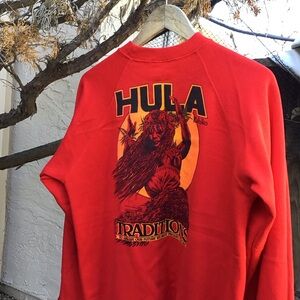Vintage Hula Kahiko Traditions Fortune Designs Crewneck Sweatshirt Red Size L